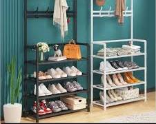 Perchero de Ropa con Estante para Zapatos 2 en 1