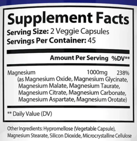 Magnesium Complex 8 Essential Magnesium Supplement 1000mg