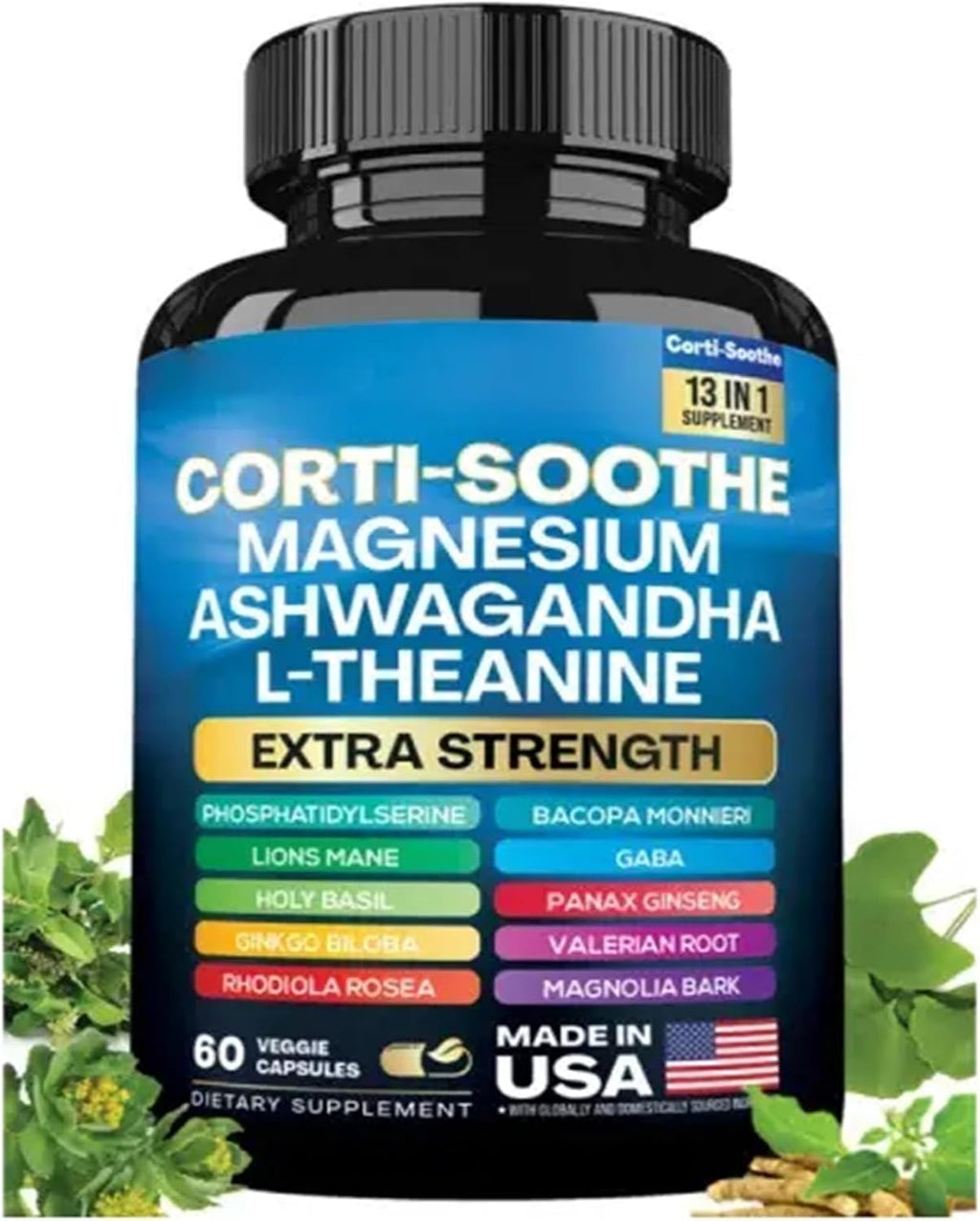 Suplemento Antiestrés Cortisol Balance – Magnesio Glicinato + L-Teanina + Ashwagandha 60 Cápsulas