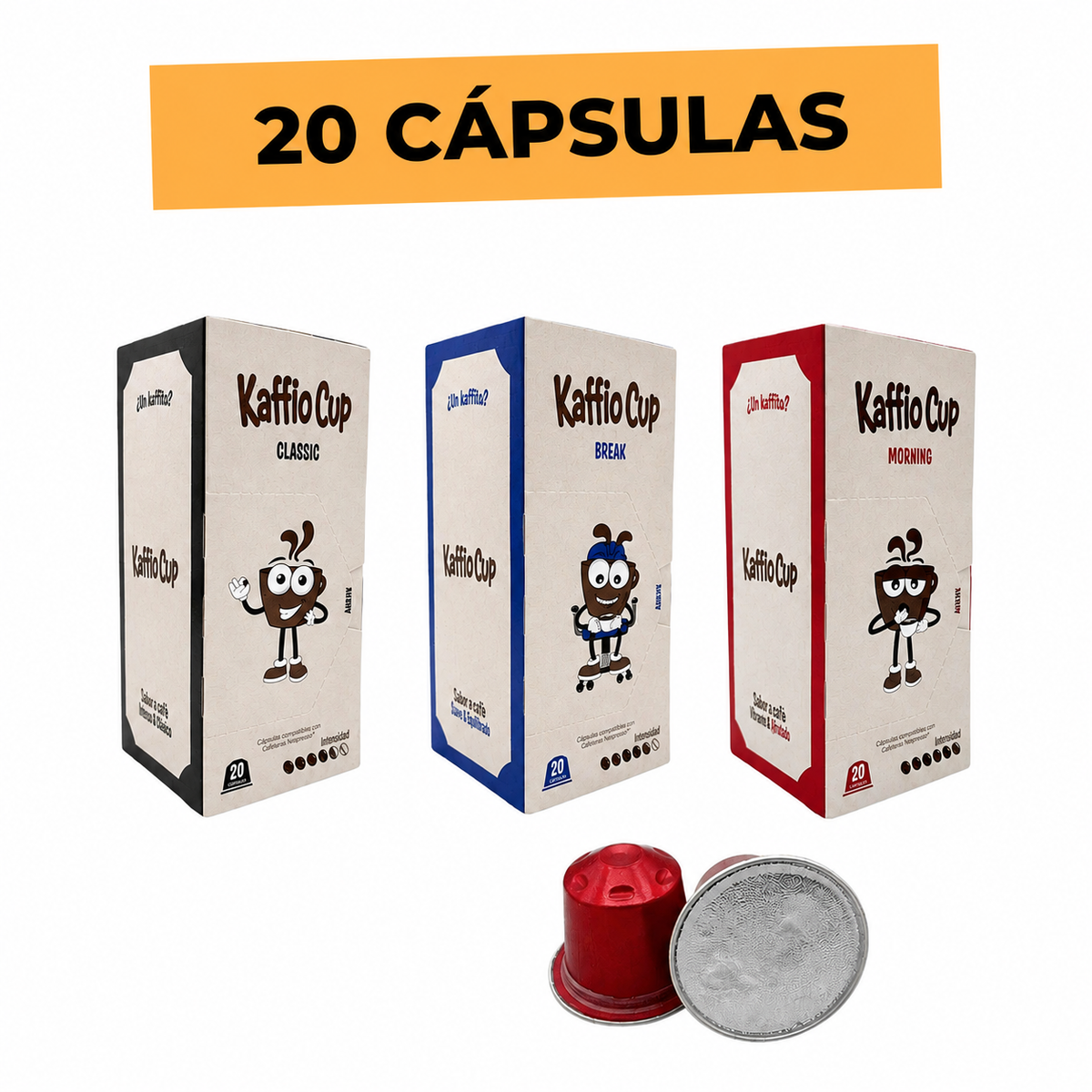 20 cápsulas para café en 3 intensidades