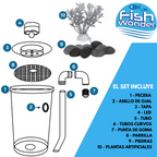 Acuario con Sistema de Limpieza Integrado y Luz LED