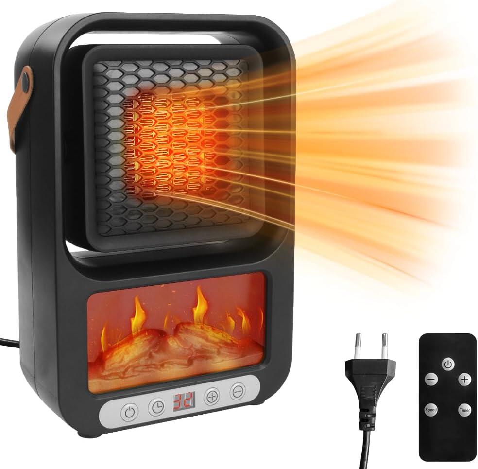Mini Calefactor Eléctrico Portátil con Control Remoto – Calor Rápido y Seguro