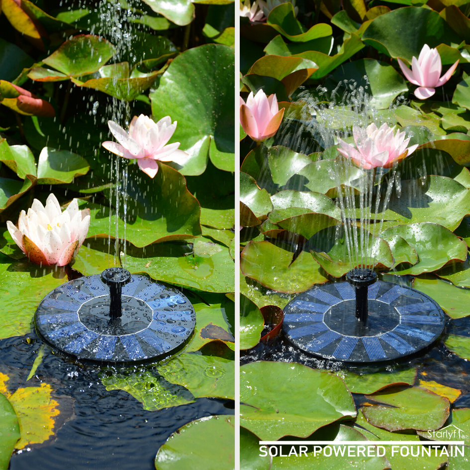 Fuente solar flotante y ecológica para jardines, estanques y piscinas